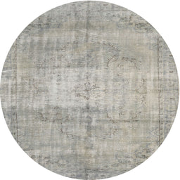 Round Traditional Pale Silver Gray Persian Rug, tr3341