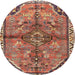 Round Traditional Tangerine Pink Persian Rug, tr3344