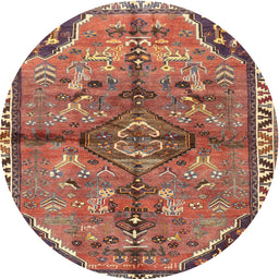 Square Machine Washable Traditional Tangerine Pink Rug, wshtr3344