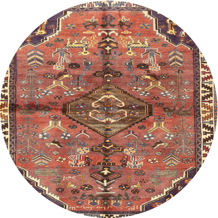 Square Machine Washable Traditional Tangerine Pink Rug, wshtr3344