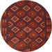 Round Traditional Brown Red Southwestern Rug, tr3345