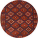 Square Machine Washable Traditional Brown Red Rug, wshtr3345