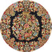 Round Traditional Saffron Red Persian Rug, tr3347