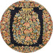 Round Traditional Metallic Gold Persian Rug, tr3348