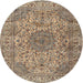 Round Traditional Coffee Brown Persian Rug, tr3349