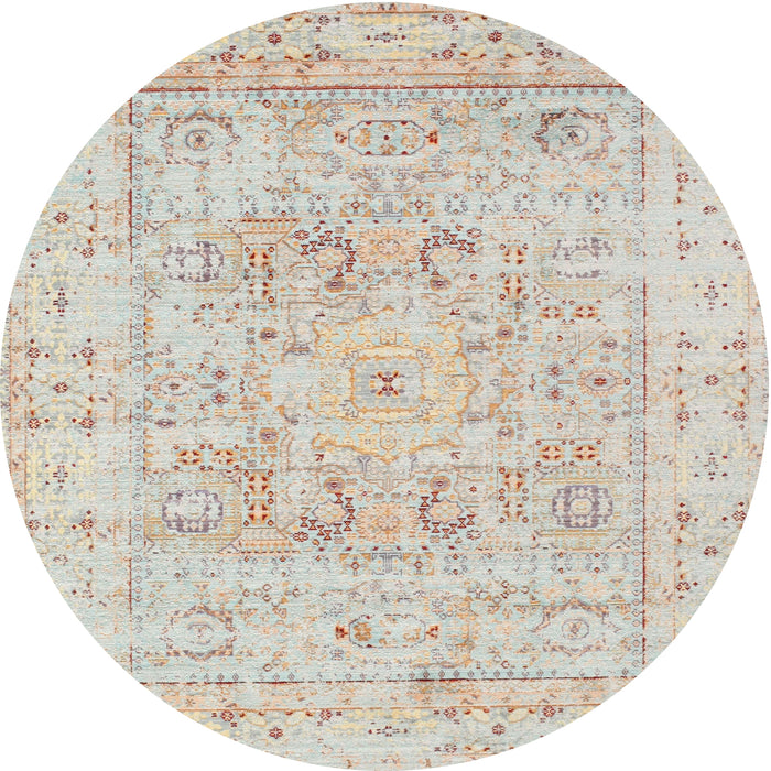 Round Traditional Light French Beige Brown Persian Rug, tr334