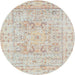 Round Traditional Light French Beige Brown Persian Rug, tr334