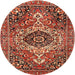 Square Machine Washable Traditional Tomato Red Rug, wshtr3352