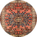 Round Traditional Saffron Red Medallion Rug, tr3353