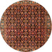 Round Traditional Saffron Red Persian Rug, tr3354