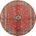 Round Traditional Light Copper Gold Medallion Rug, tr3355