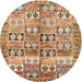 Round Traditional Light Brown Persian Rug, tr3358
