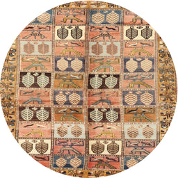 Square Machine Washable Traditional Light Brown Rug, wshtr3358
