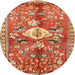 Round Traditional Sand Brown Animal Rug, tr3359