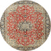 Square Machine Washable Traditional Brown Rug, wshtr3361