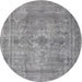 Square Machine Washable Traditional Dark Gray Rug, wshtr3362