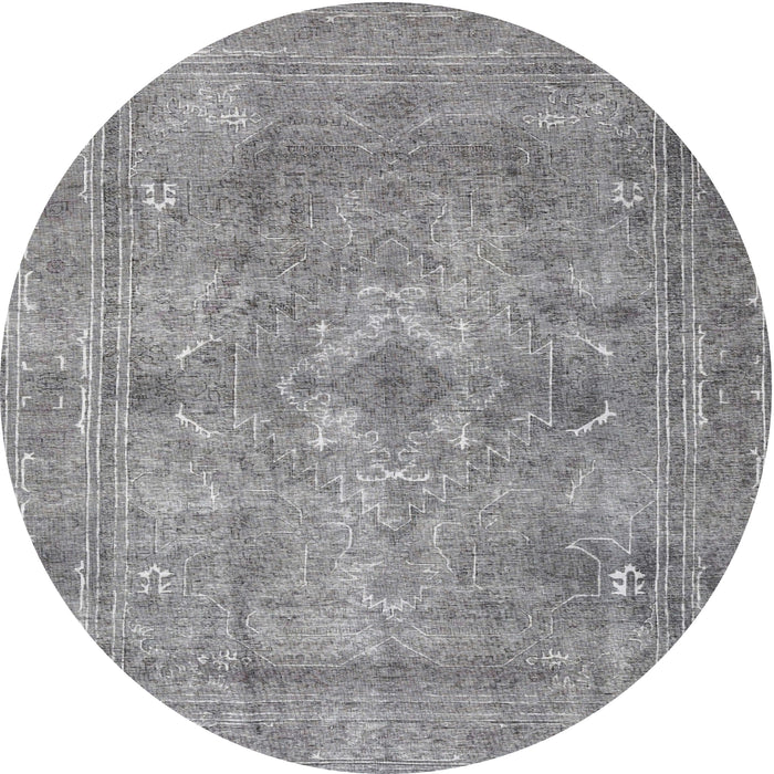 Round Traditional Dark Gray Persian Rug, tr3362
