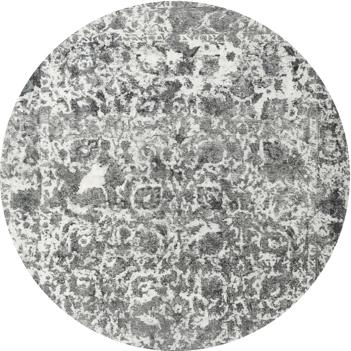 Square Machine Washable Traditional Grey Gray Rug, wshtr3363