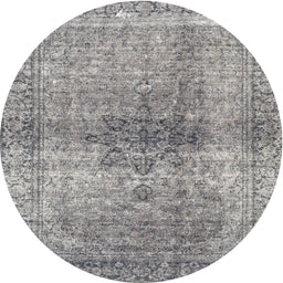 Square Machine Washable Traditional Gray Rug, wshtr3364