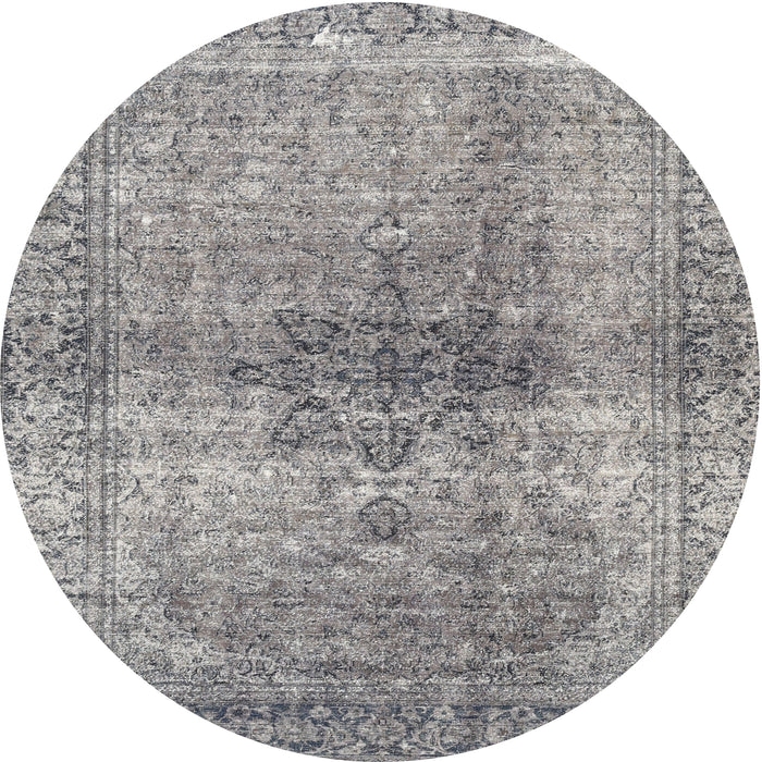 Round Traditional Gray Persian Rug, tr3364
