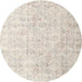 Round Traditional Tan Brown Persian Rug, tr3365