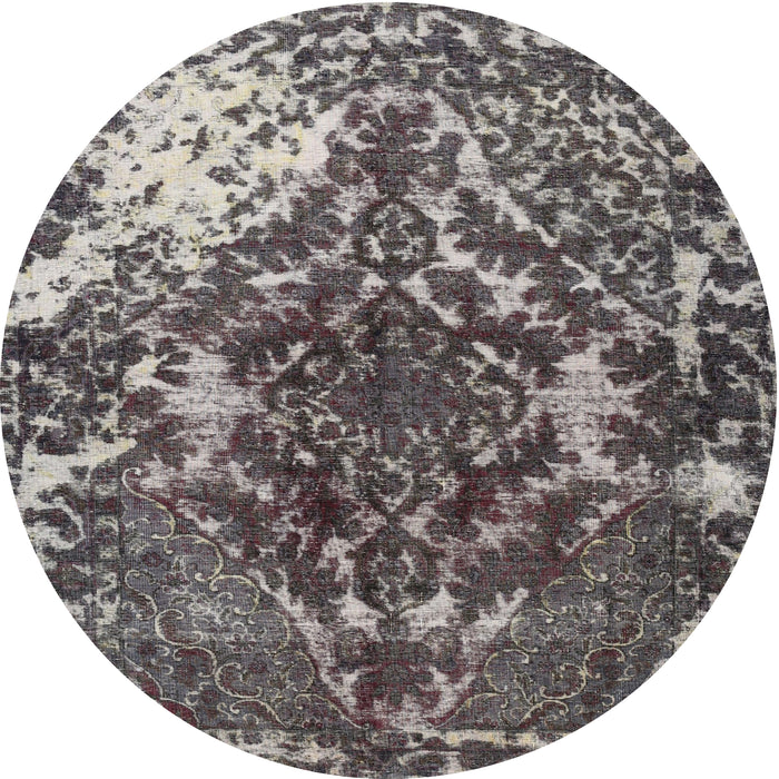 Round Traditional Dark Gray Persian Rug, tr3366
