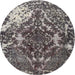 Round Traditional Dark Gray Persian Rug, tr3366