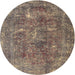 Round Traditional Camel Brown Persian Rug, tr3368