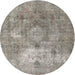 Round Traditional Sage Green Persian Rug, tr3369