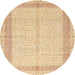 Round Traditional Sun Yellow Persian Rug, tr336