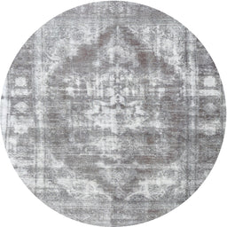 Round Traditional Gunmetal Gray Persian Rug, tr3372