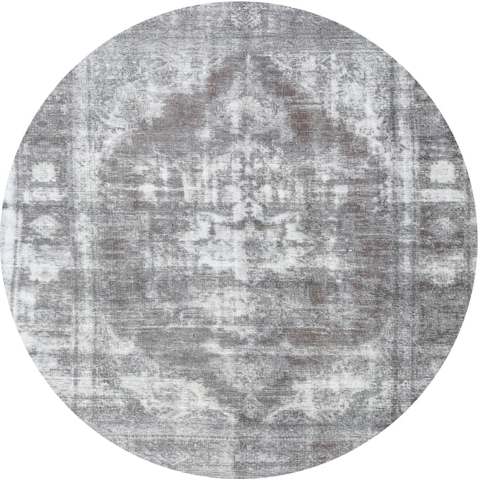 Square Machine Washable Traditional Gunmetal Gray Rug, wshtr3372