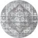 Round Traditional Gunmetal Gray Persian Rug, tr3372