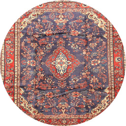 Square Machine Washable Traditional Brown Red Rug, wshtr3374
