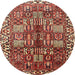 Round Traditional Saffron Red Persian Rug, tr3377