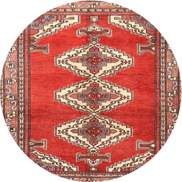 Round Traditional Light Copper Gold Persian Rug, tr3378
