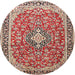 Square Machine Washable Traditional Saffron Red Rug, wshtr3379