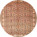 Round Traditional Sandy Brown Persian Rug, tr337