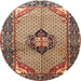 Round Traditional Sandy Brown Persian Rug, tr3382