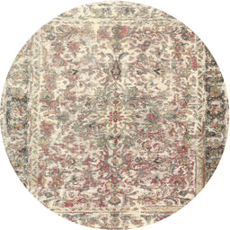 Square Machine Washable Traditional Deep Peach Orange Rug, wshtr3383