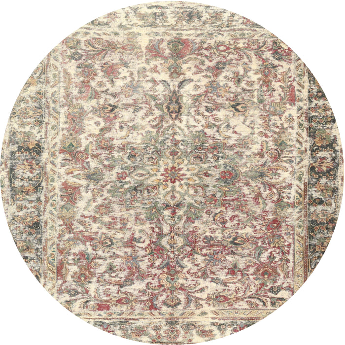 Round Traditional Deep Peach Orange Persian Rug, tr3383