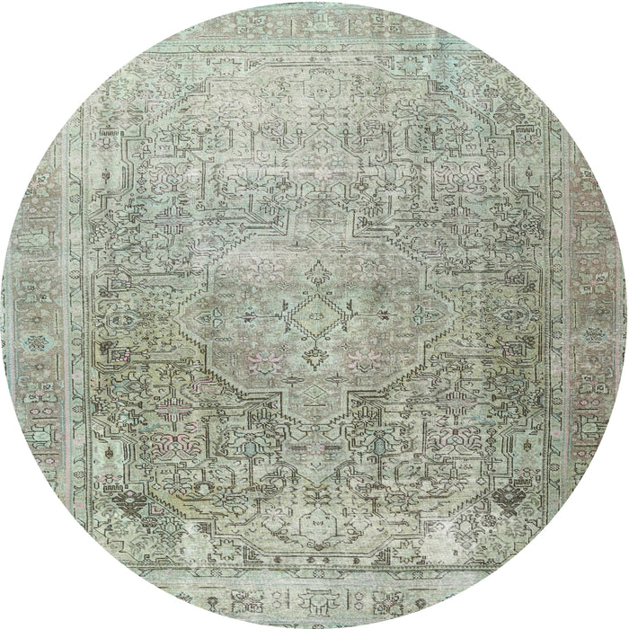 Round Traditional Khaki Green Persian Rug, tr3384
