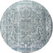 Round Traditional Light Slate Gray Persian Rug, tr3385