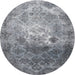 Round Traditional Ash Gray Persian Rug, tr3390