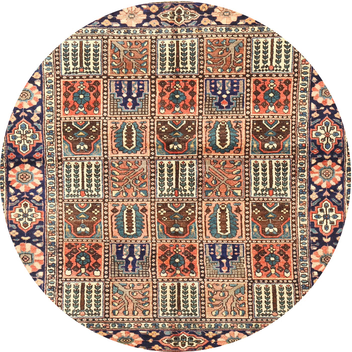 Round Traditional Red Brown Persian Rug, tr3396