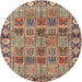 Round Traditional Red Brown Persian Rug, tr3396