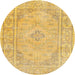 Round Traditional Dark Orange Persian Rug, tr339