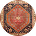 Round Traditional Sand Brown Persian Rug, tr33