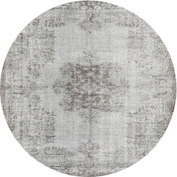 Round Traditional Gray Persian Rug, tr3404