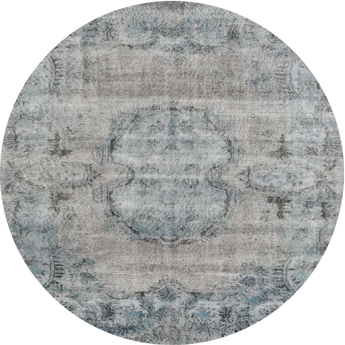Round Traditional Silver Gray Persian Rug, tr3405